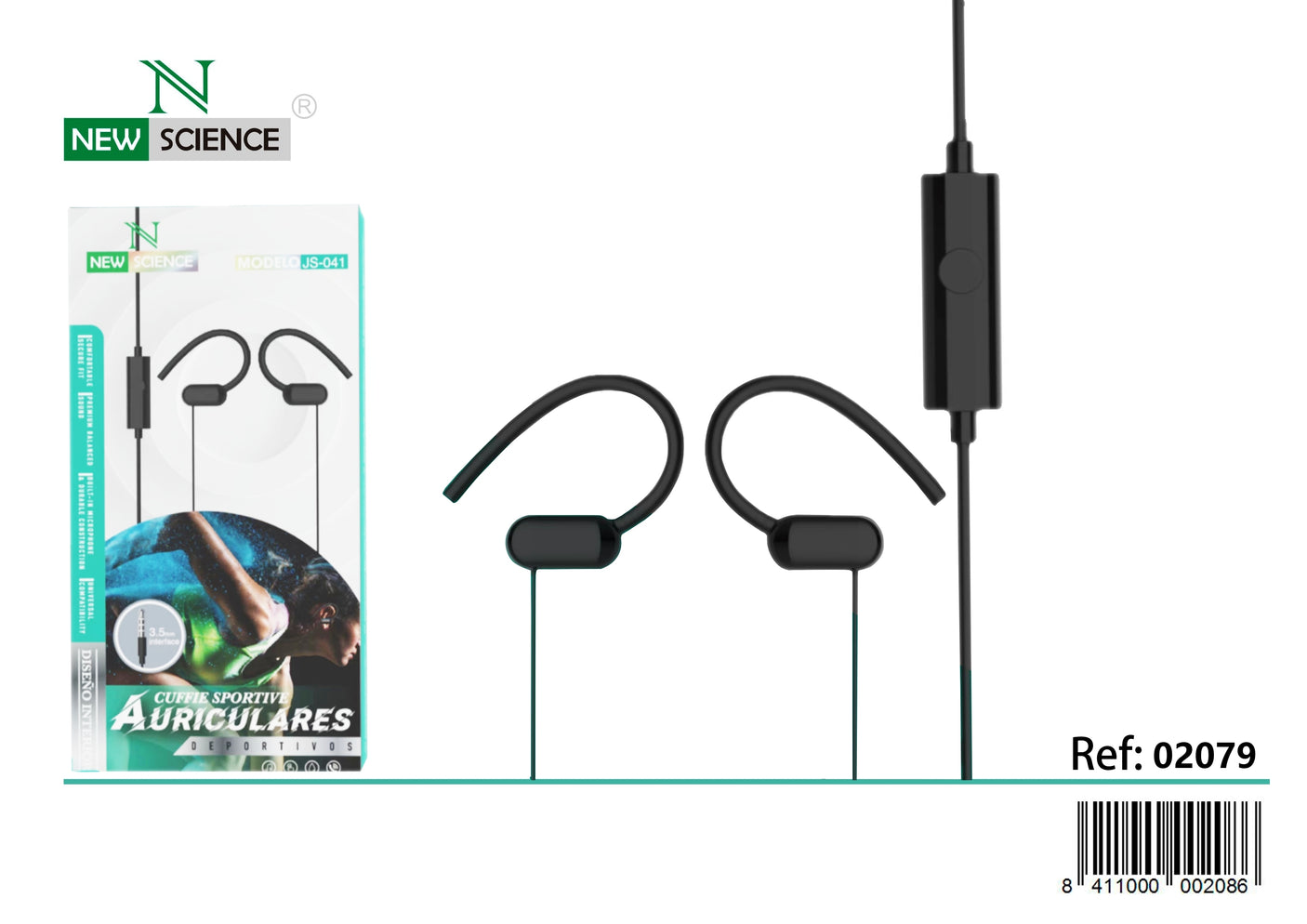 Auriculares Deportivos con cable 3.5mm Jack JS-041