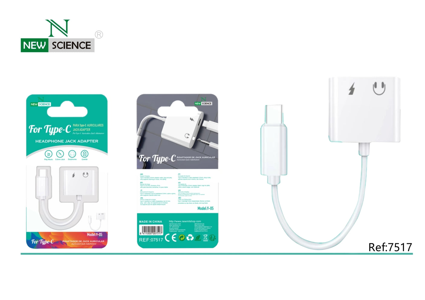 Type C Headphone Adapter to 3.5mm Jack and Charging Y-05