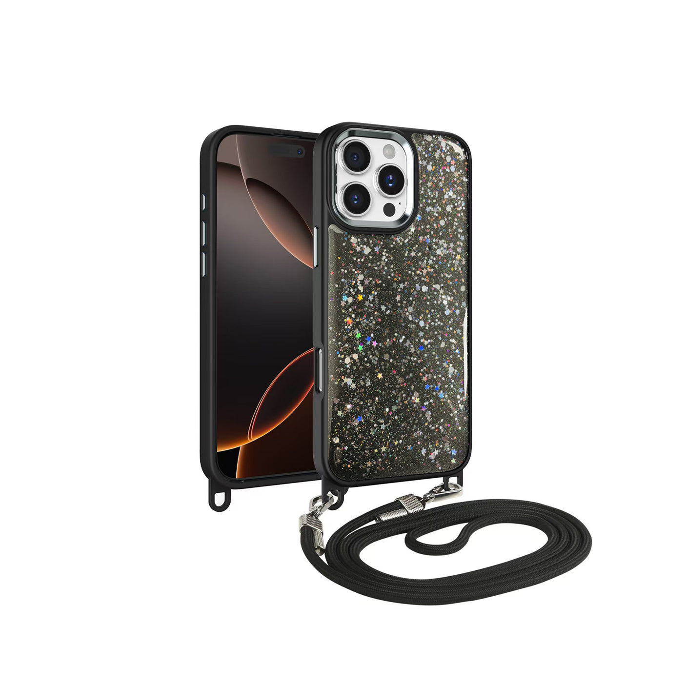 iPhone 16 Glitter Case with Pendant