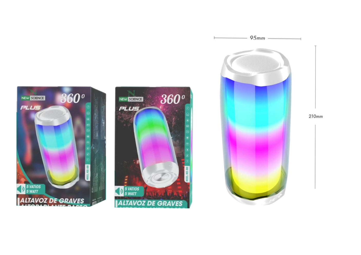 Bluetooth Speaker with LED Lights NSE-008 White