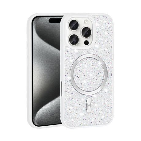 iPhone 16 Pro Carcasa Magsafe con Purpurina Diamantes Cromada