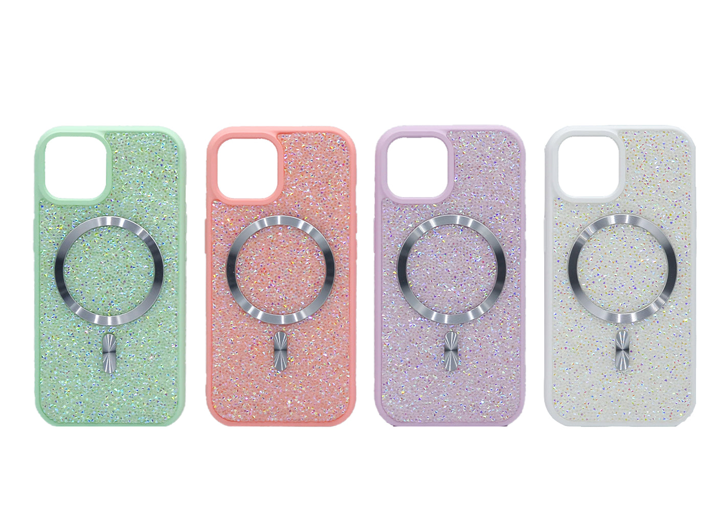 iPhone 16 Plus Carcasa Magsafe con Purpurina Diamantes Cromada