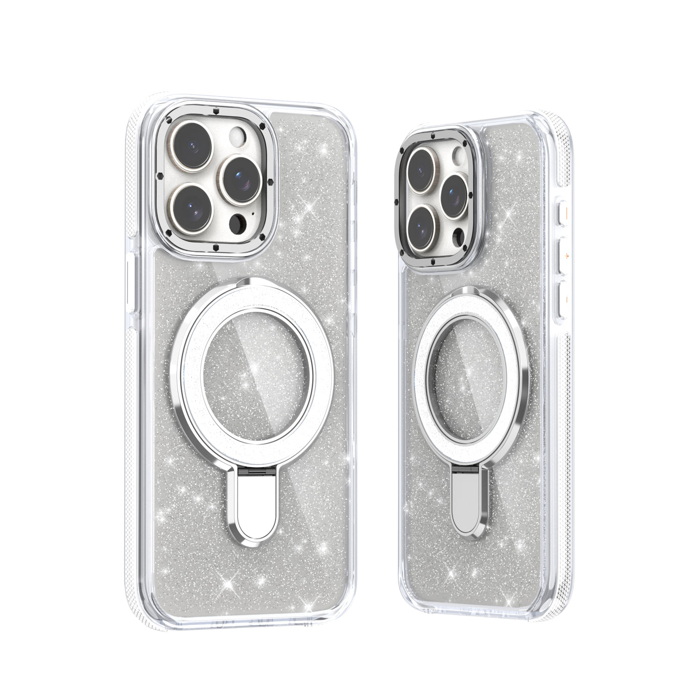 iPhone 16 Pro Carcasa Magsafe Brillante con Soporte Anillo Plegable