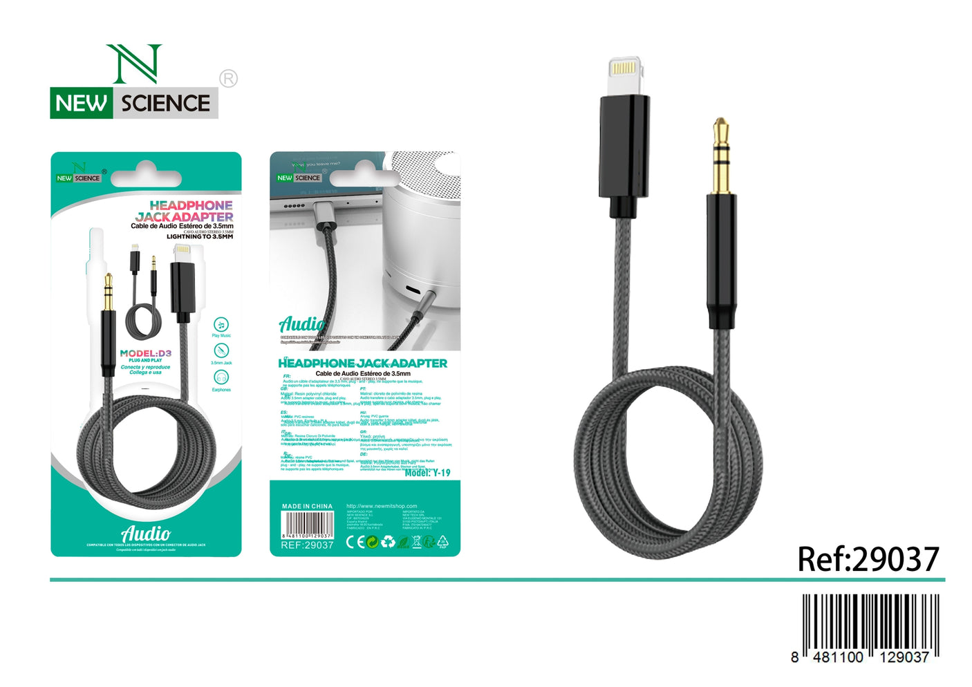 Audio Cable 3.5mm to iPhone D3 Black