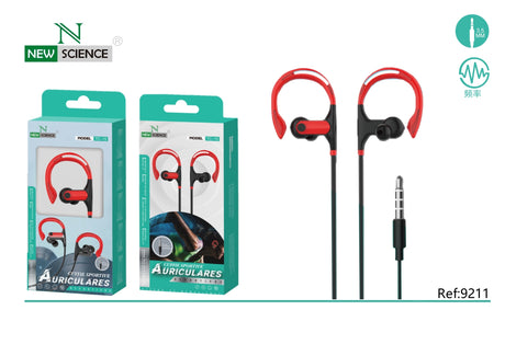 Auriculares Deportivos con cable 3.5mm Jack TC-15