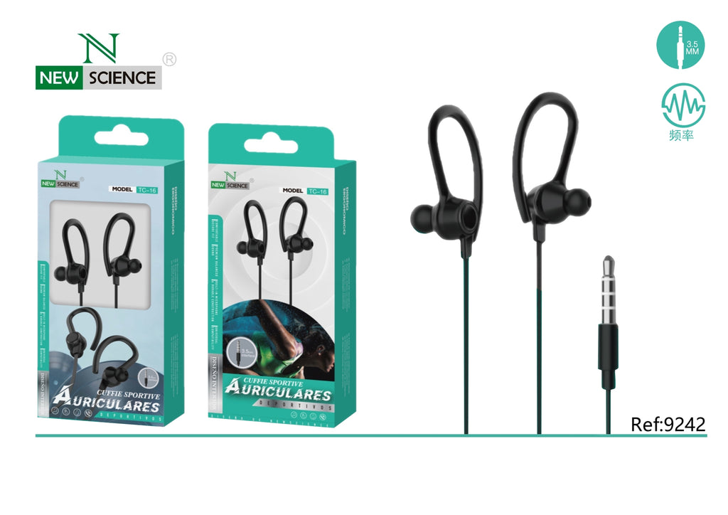 Auriculares Deportivos con cable 3.5mm Jack TC-16