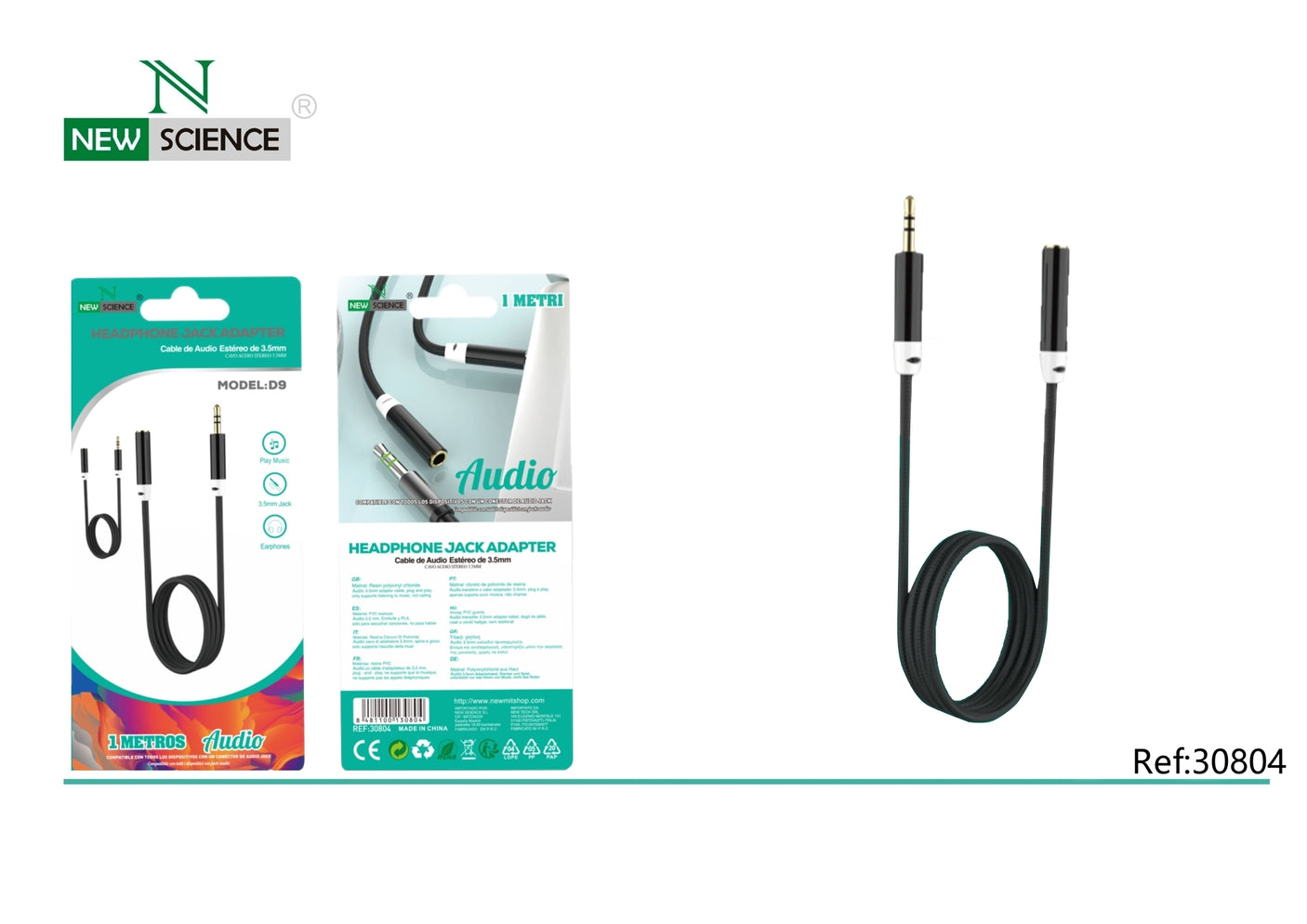 Adaptador Cable Audio 3.5mm Jack D9