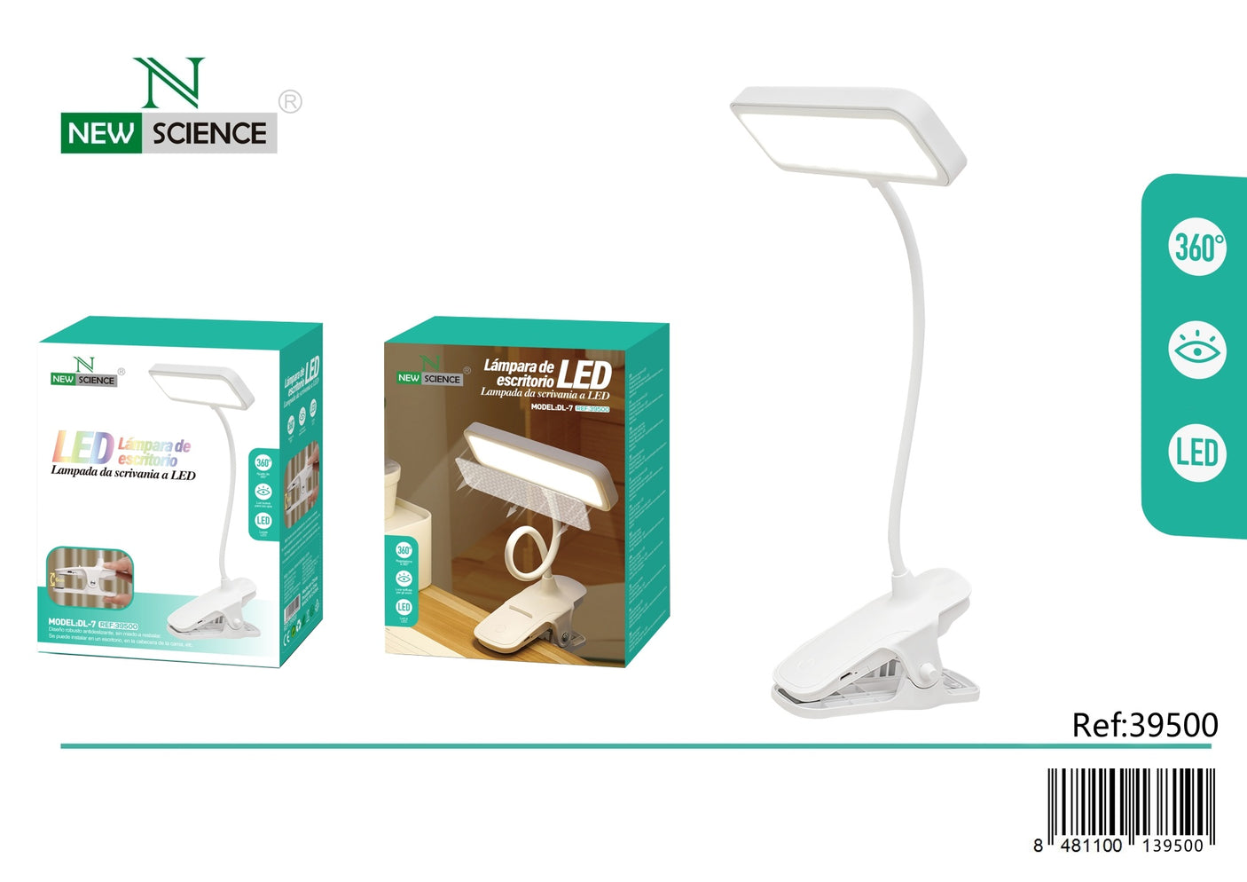 LED Desk Lamp with 360º Clamp Support DL-7