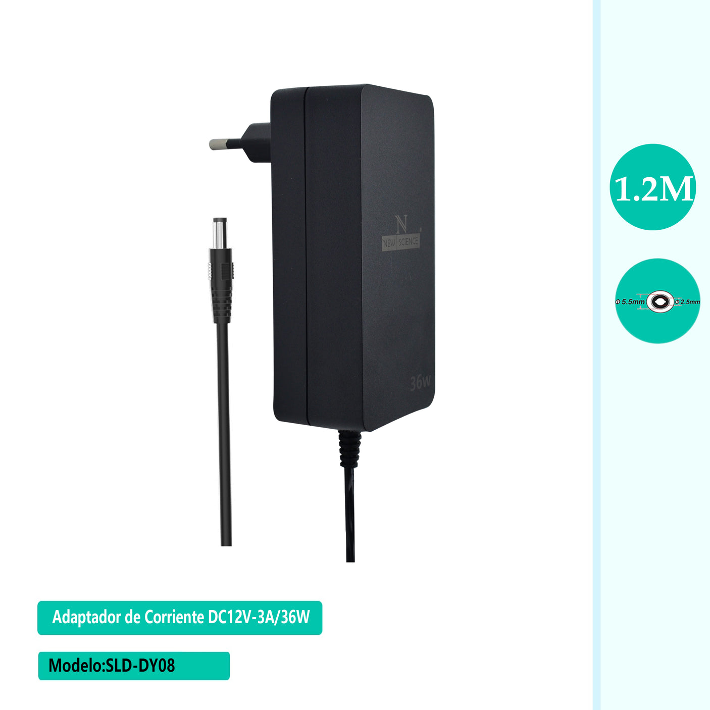 Adaptador de Alimentação 12V/3A 1,2m SLD-DY08