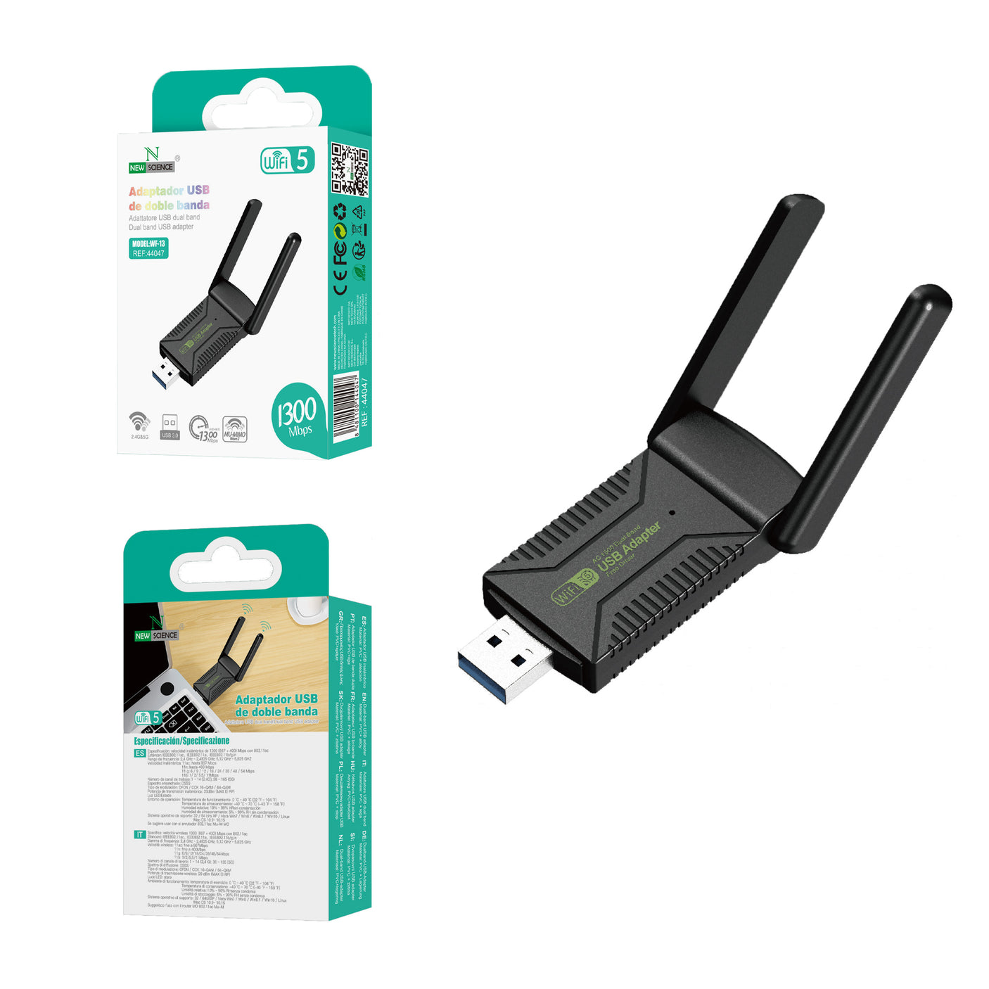 Adaptador WIFI USB 1300Mbps