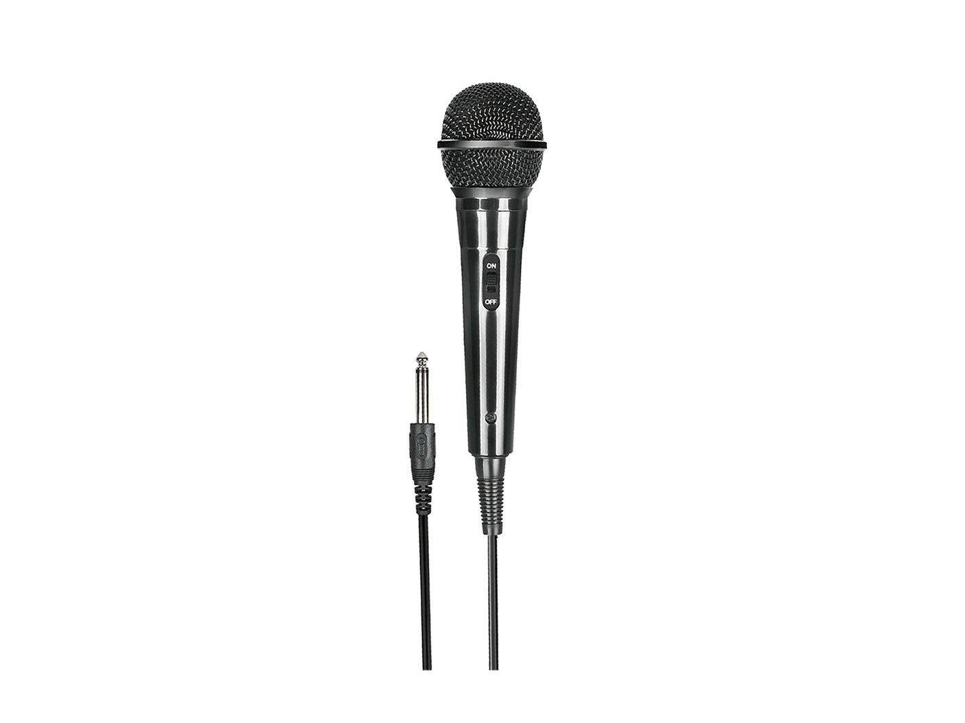 Microfone vocal dinâmico com cabo de 2 metros, conexão jack de 6,5 mm e botão liga/desliga Modelo: Q7