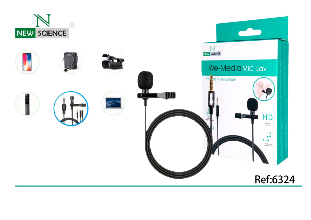 Cabo de áudio para microfone com entrada de 3,5 mm