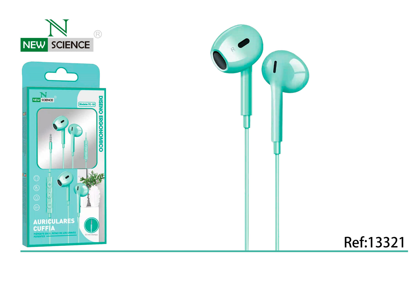 Fones de ouvido com entrada de 3,5 mm TC-10