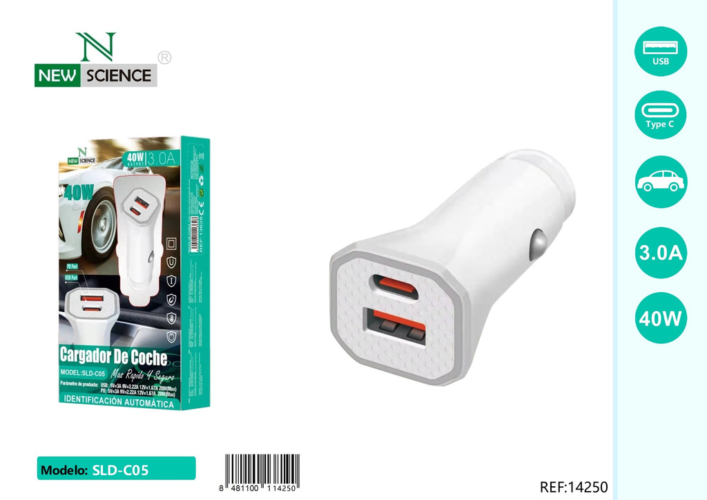 Adaptador Coche PD+USB 40W SLD-C05