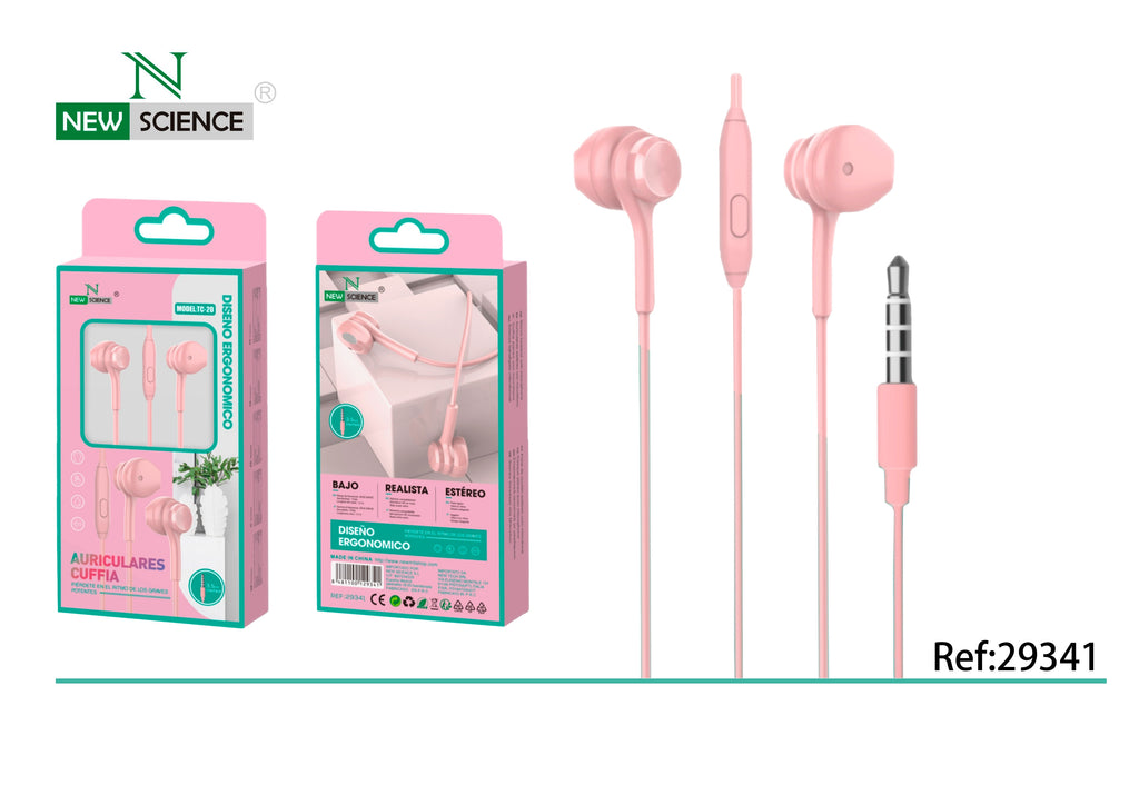 Auriculares 3.5mm Jack TC-20 Rosa