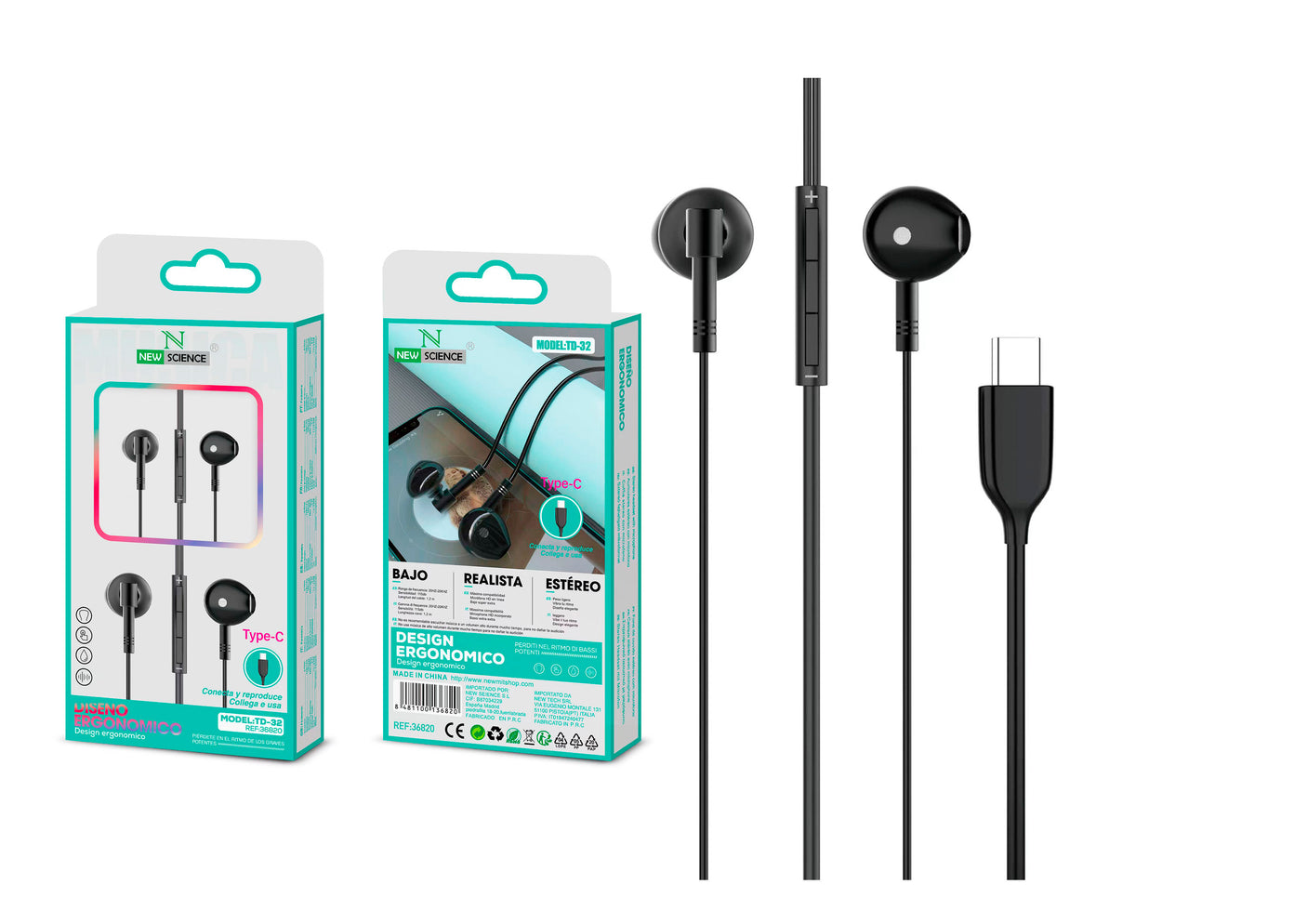 Auriculares Type C Metalizado TD-32