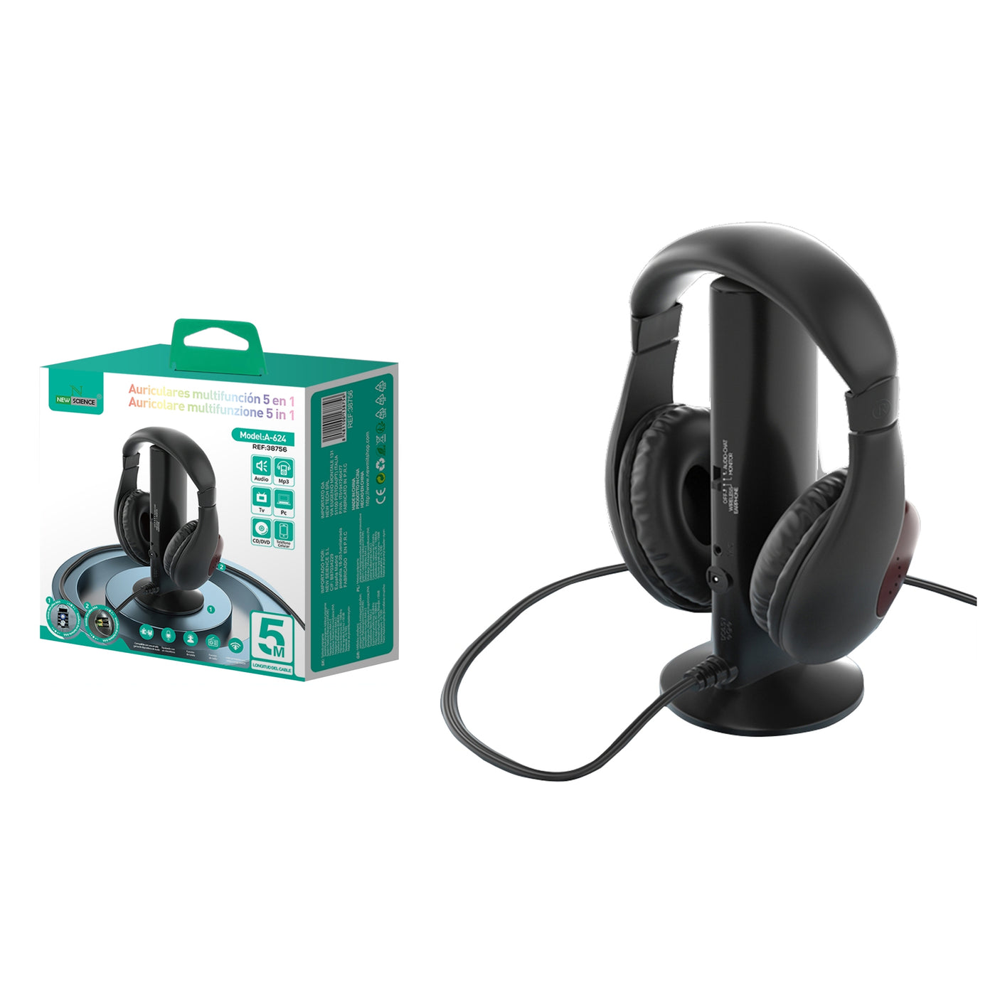 Cascos Multifunción con cable 5 Metros A-624