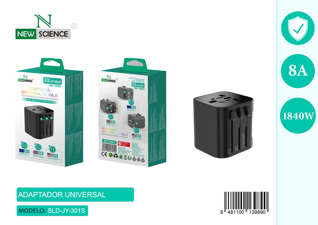 Universal EU/UK/USA Travel Adapter SLD-JY-301S