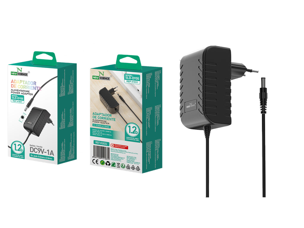 Adaptador de Alimentação 9V/1A 1,2m SLD-DY05