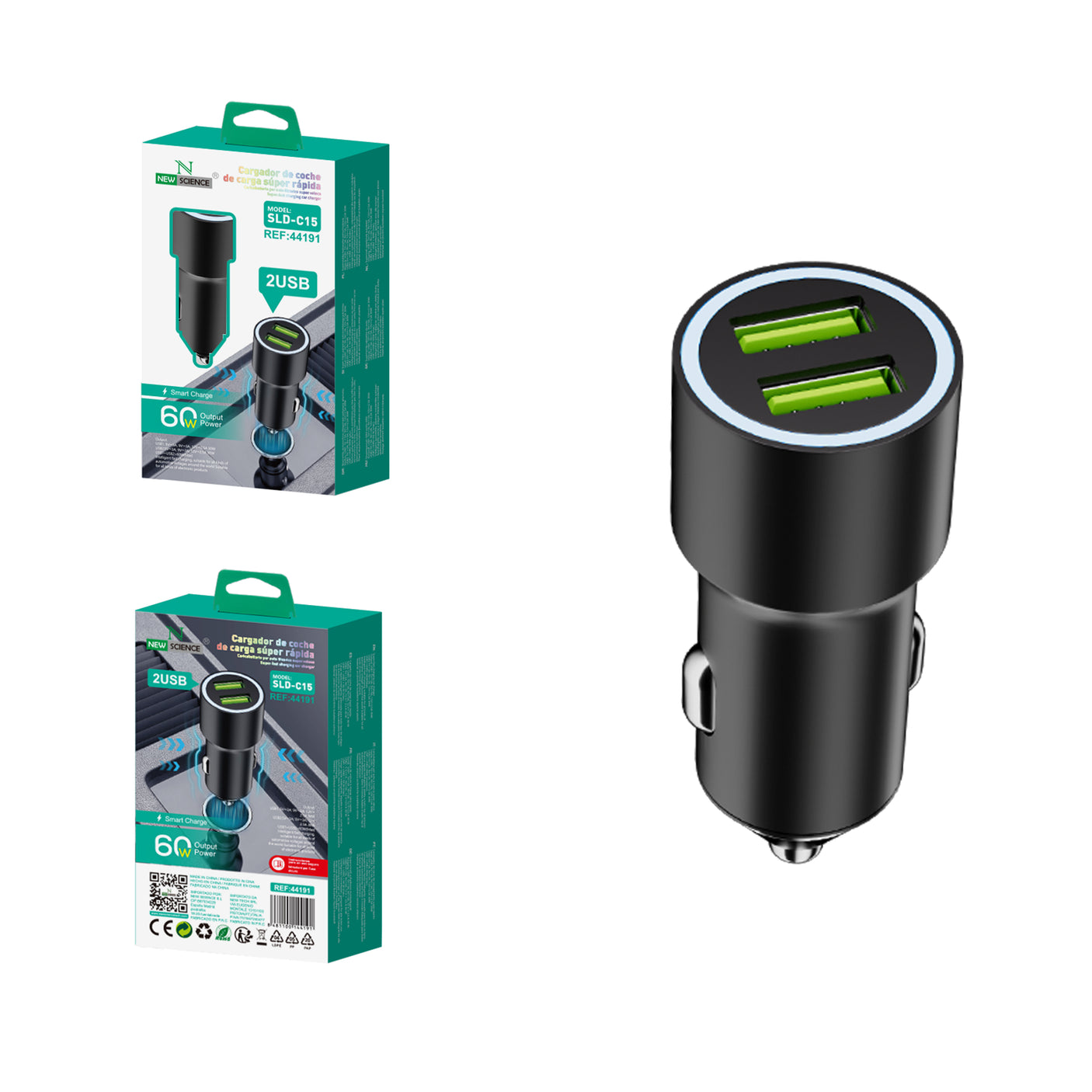 Adaptador de Coche 2USB 60W SLD-C15