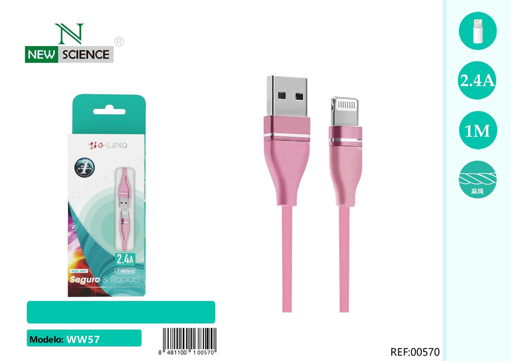 Cabo USB para iPhone 2.4A WW57