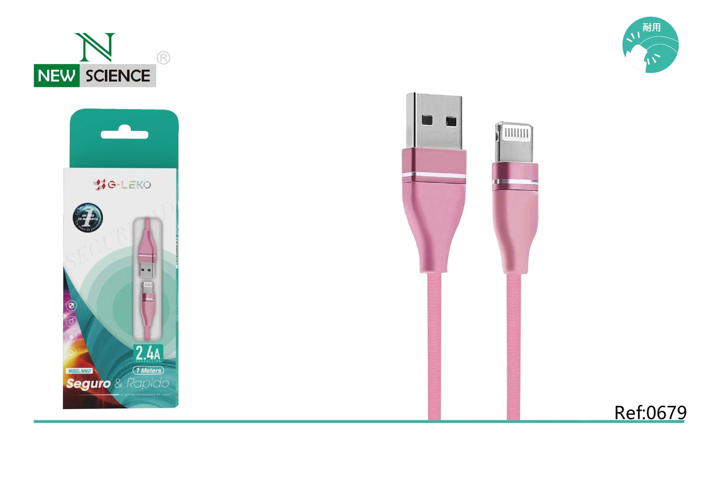 Cabo USB para iPhone 2.4A WW57