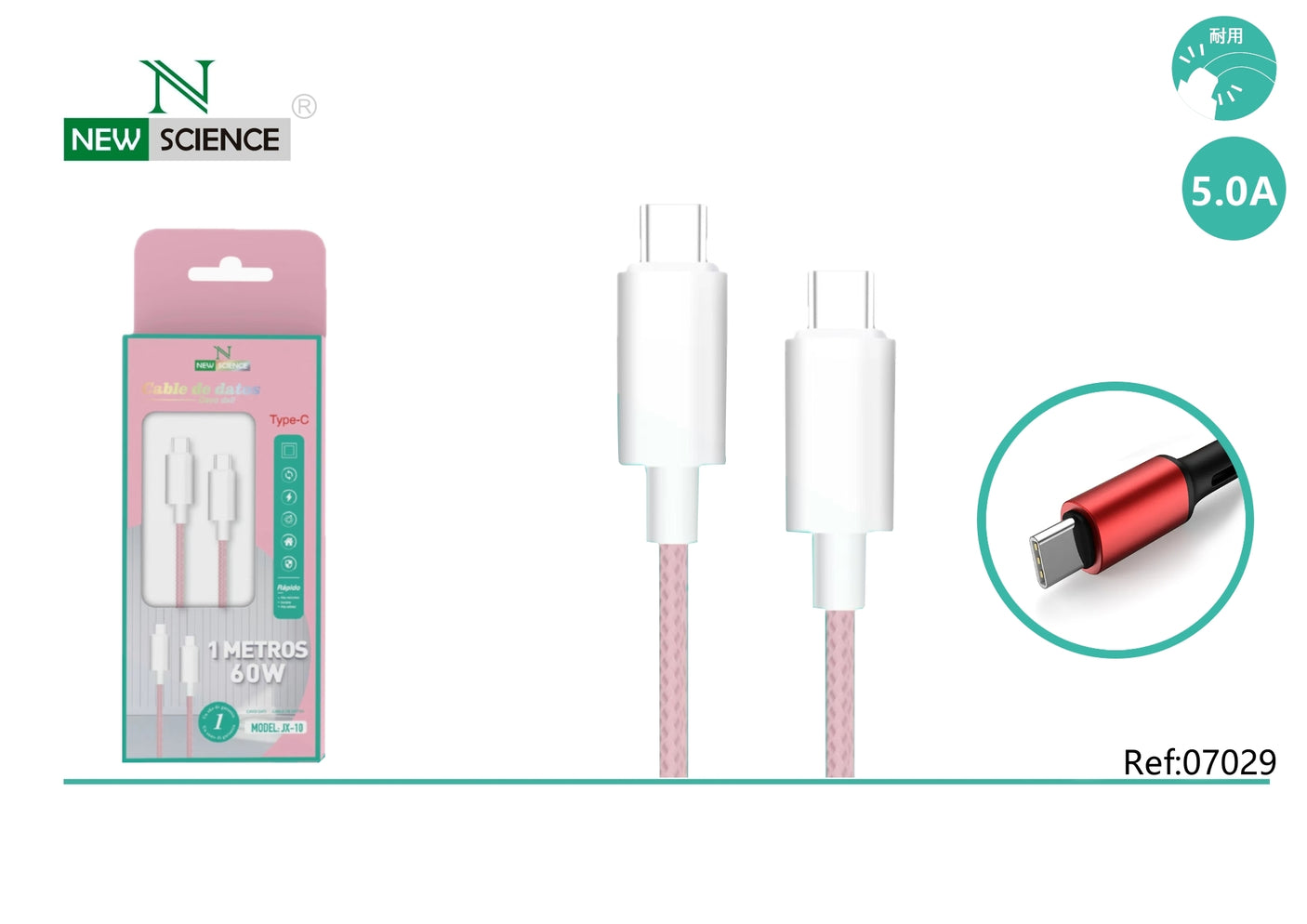 Cable PD USB-C a Type C 60W 1M JX-10