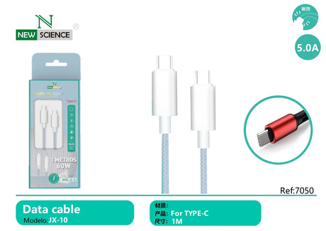 Cabo PD USB-C para Tipo C 60W 1M JX-10