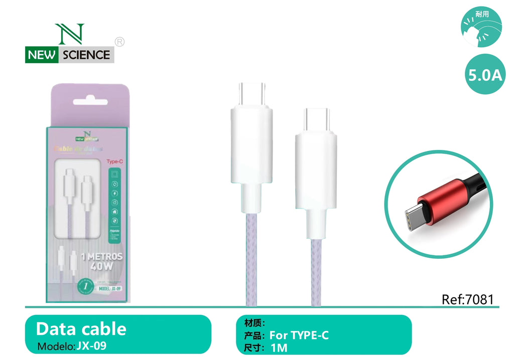 Cable PD USB-C a Type C 40W 1M JX-09