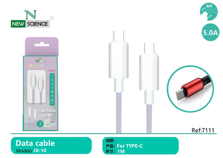 Cable PD USB-C a Type C 60W 1M JX-10