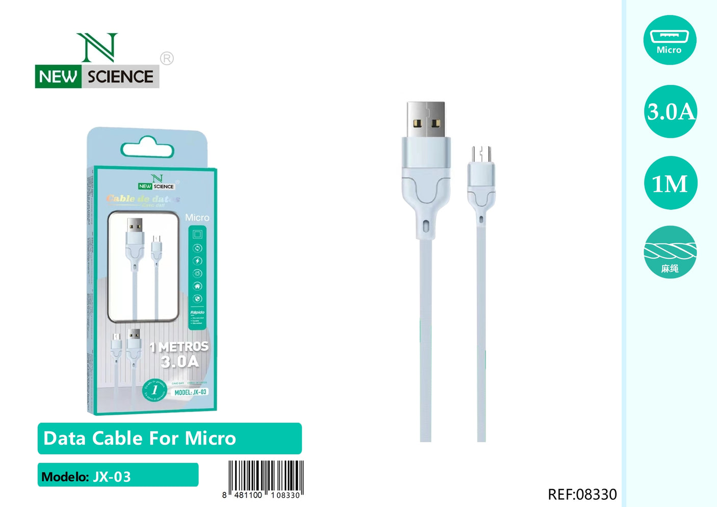 USB to Micro Cable 3A 1M JX-03