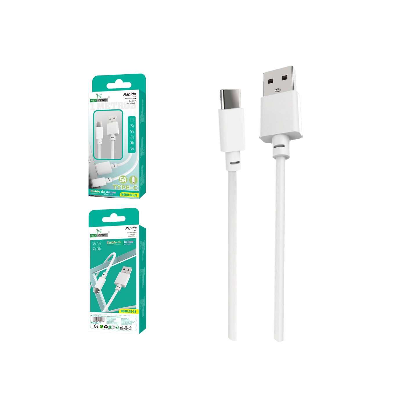 Cable USB a Type C 5A 1M SE-03