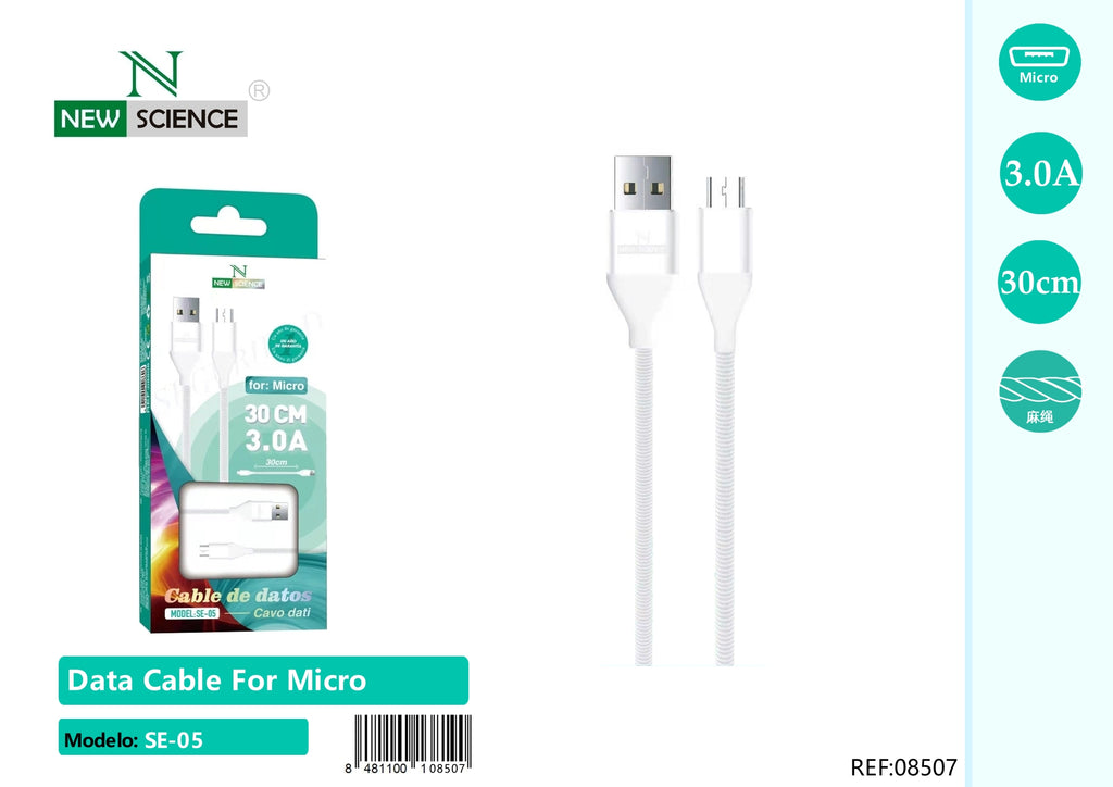 Cable USB a Micro 3A 30cm SE-05