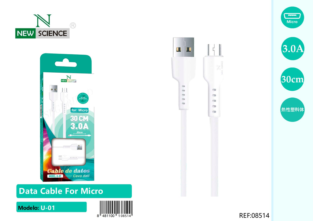 Cable USB a Micro 3A 30cm U-01