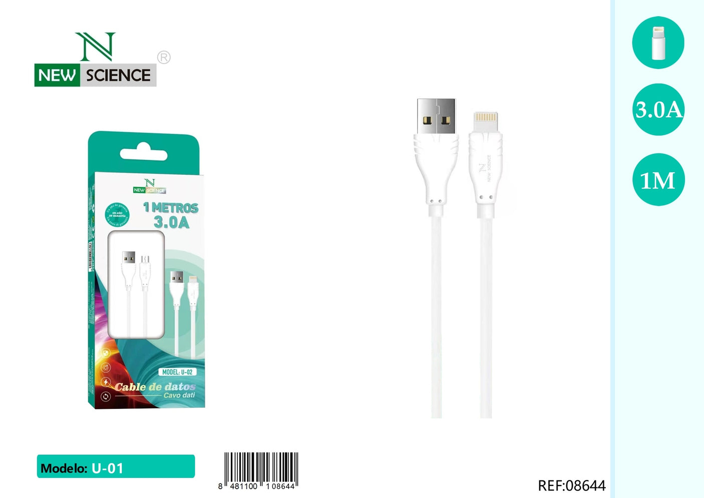 USB to iPhone Cable 3A U-02