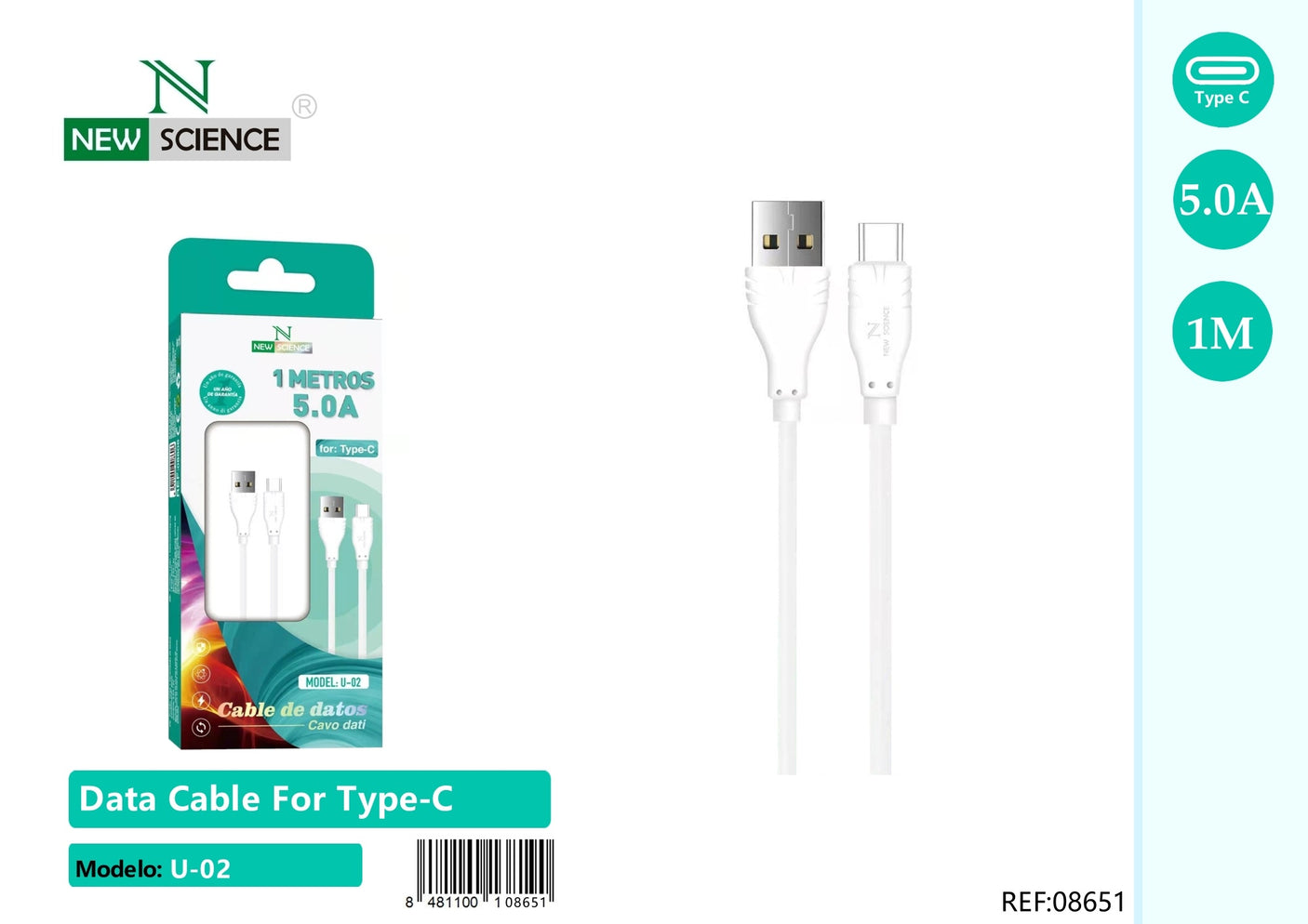 Cabo USB para Tipo C 5A U-02