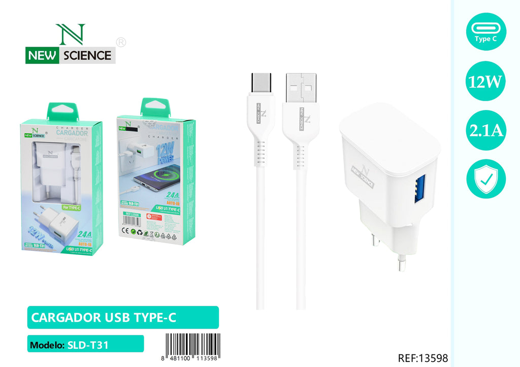 Cargador USB para Type C 2.4A/12W SLD-T31