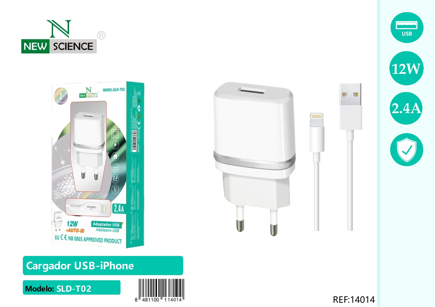 Cargador USB a iPhone 3A/15W SLD-T02