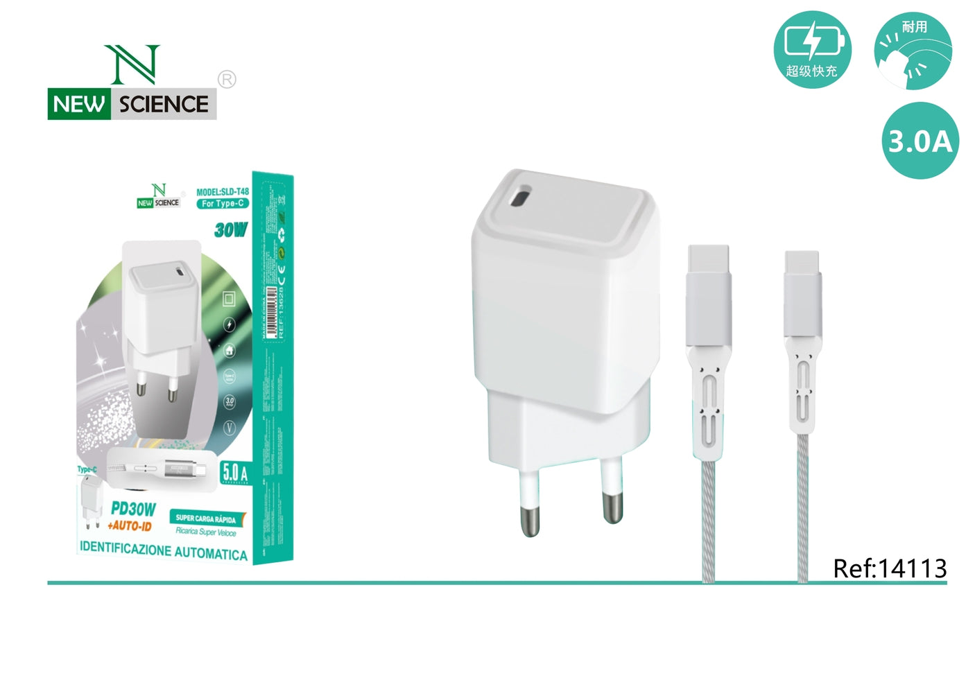 Carregador PD USB-C para Tipo C 30W SLD-T48