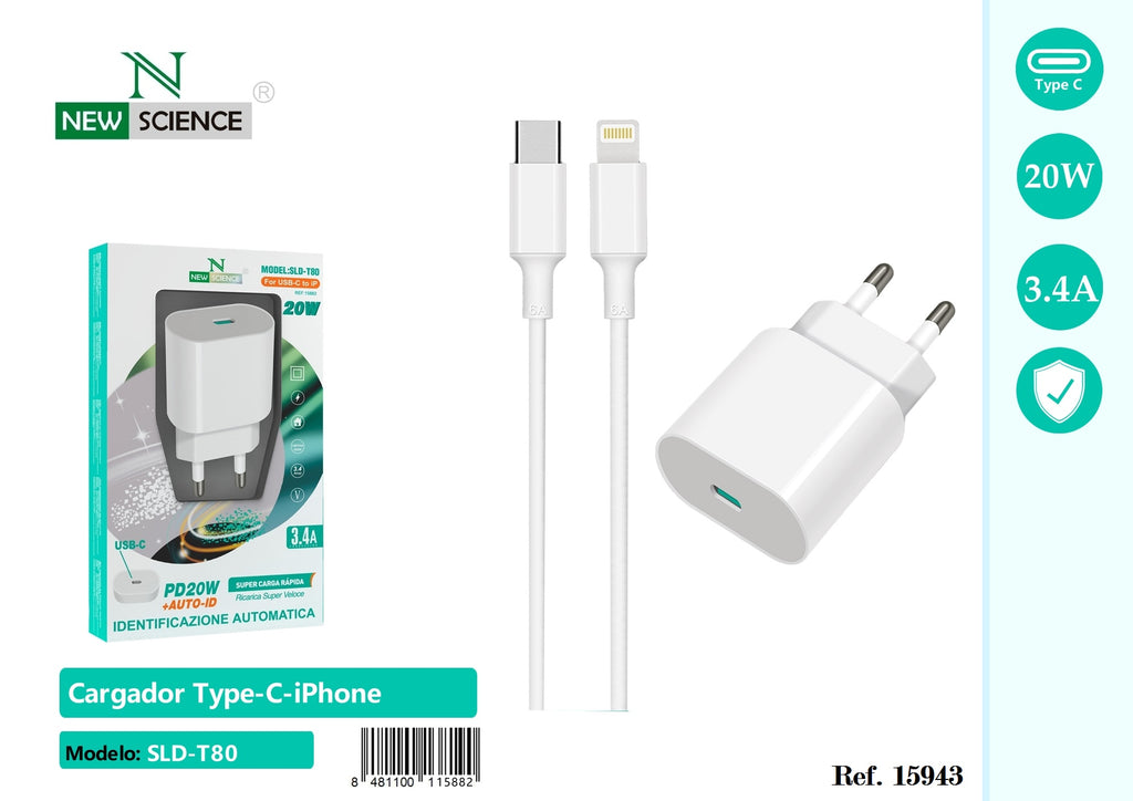 Cargador PD USB-C para iPhone 20W SLD-T80