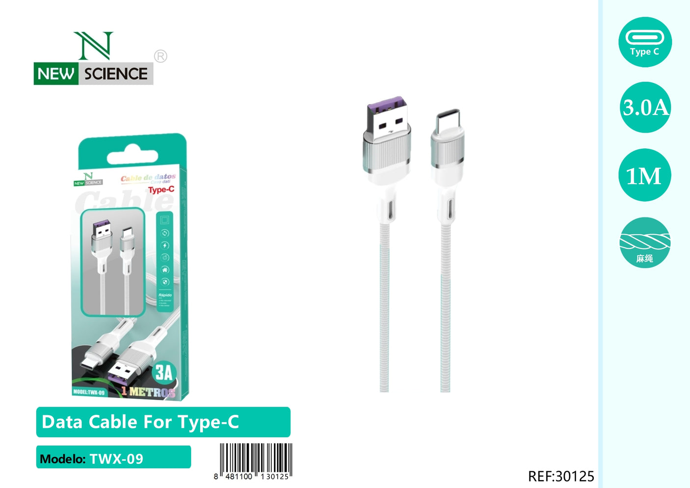 Cabo USB para iPhone 3A 1M TWX-10