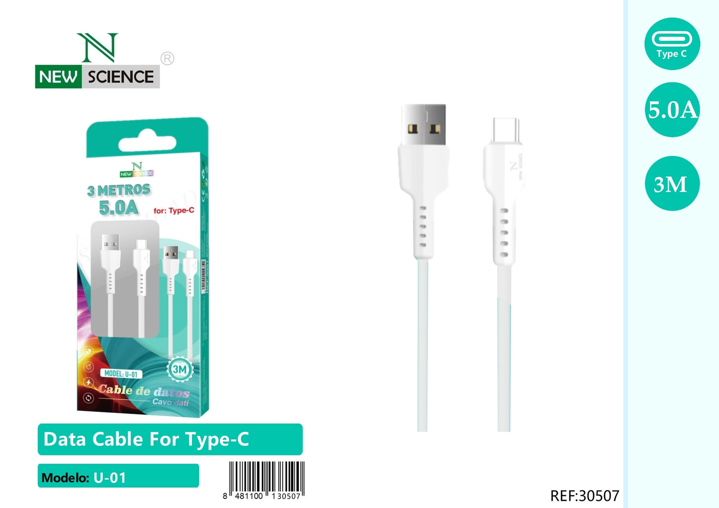 Cable USB a Type C 5A U-01