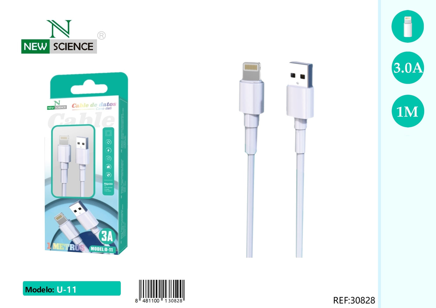 USB to iPhone Cable 3A 1M U-11