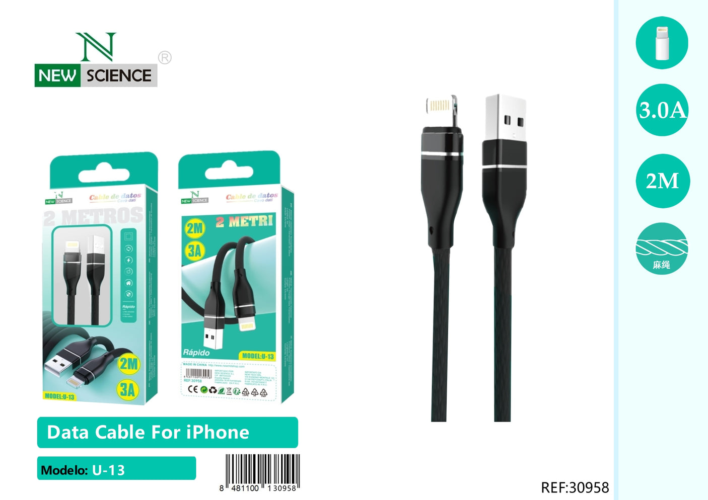 USB to iPhone Cable 3A U-12