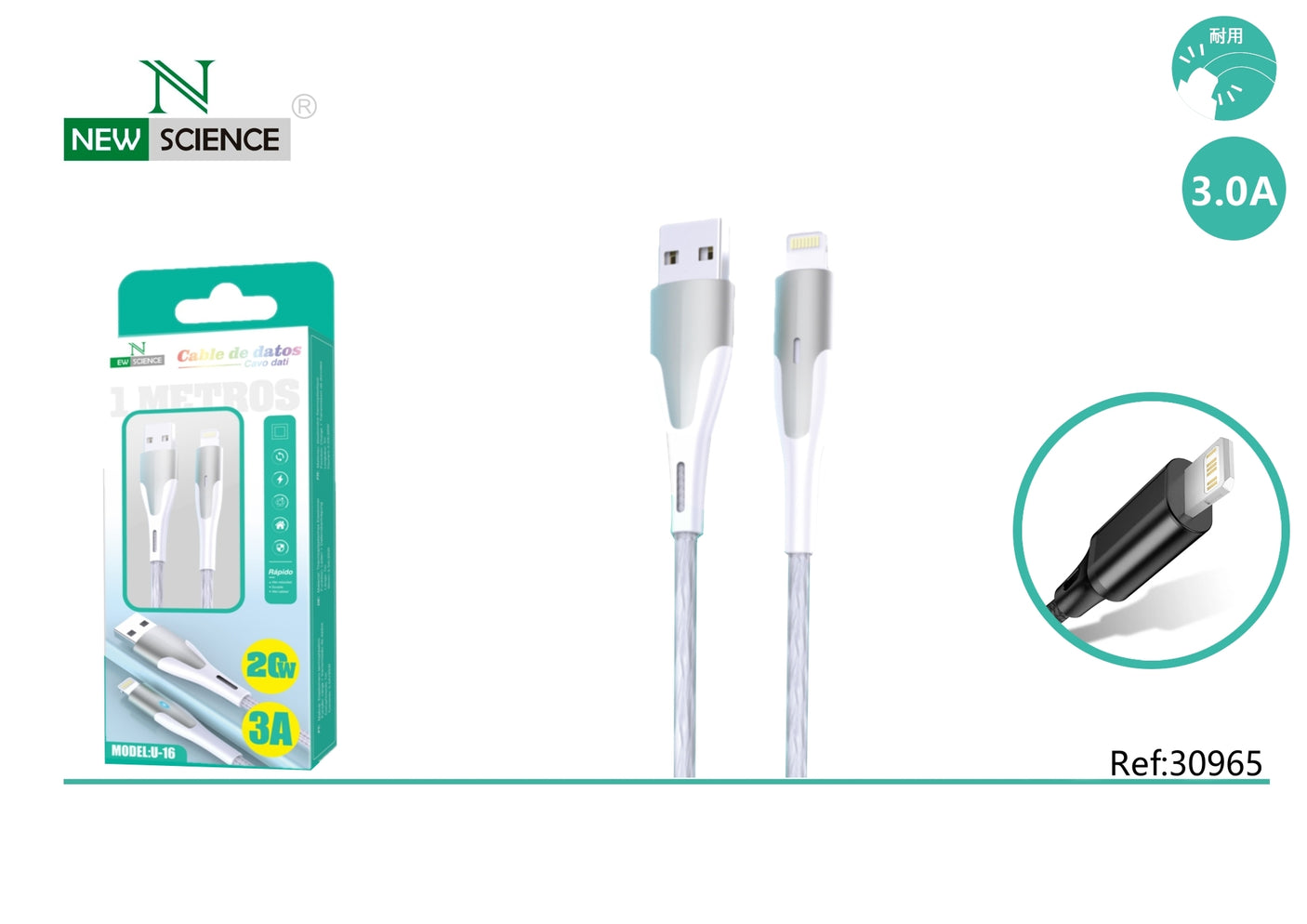 Cable USB a iPhone 20W 1M U-16