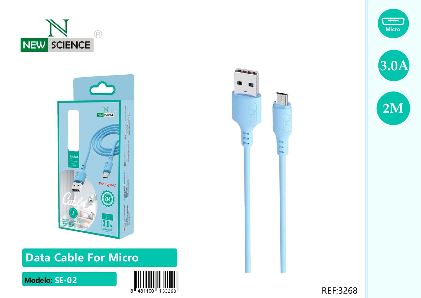 Cable USB a Micro 2.4A SE-02