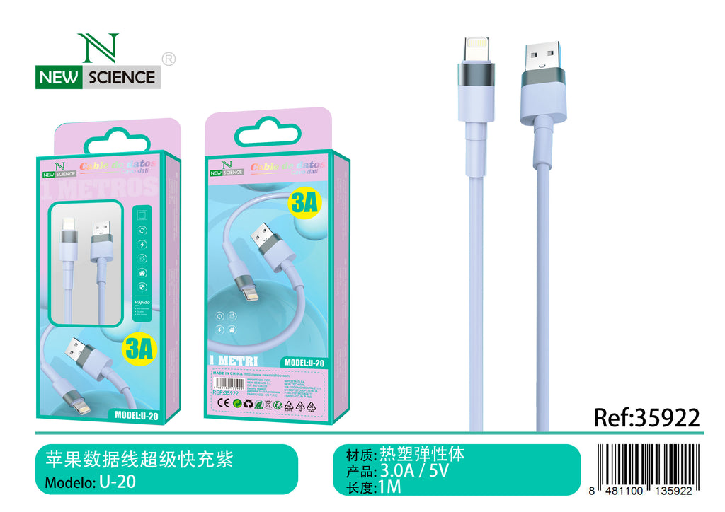 Cable USB a iPhone 3A 1M U-20