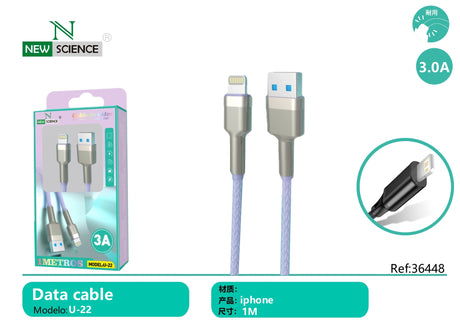 Cabo USB para iPhone 3A 1M U-22