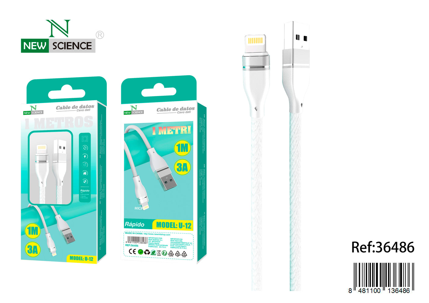 Cable USB a iPhone 3A U-12