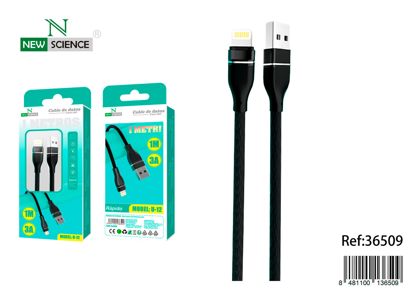 Cable USB a iPhone 3A U-12